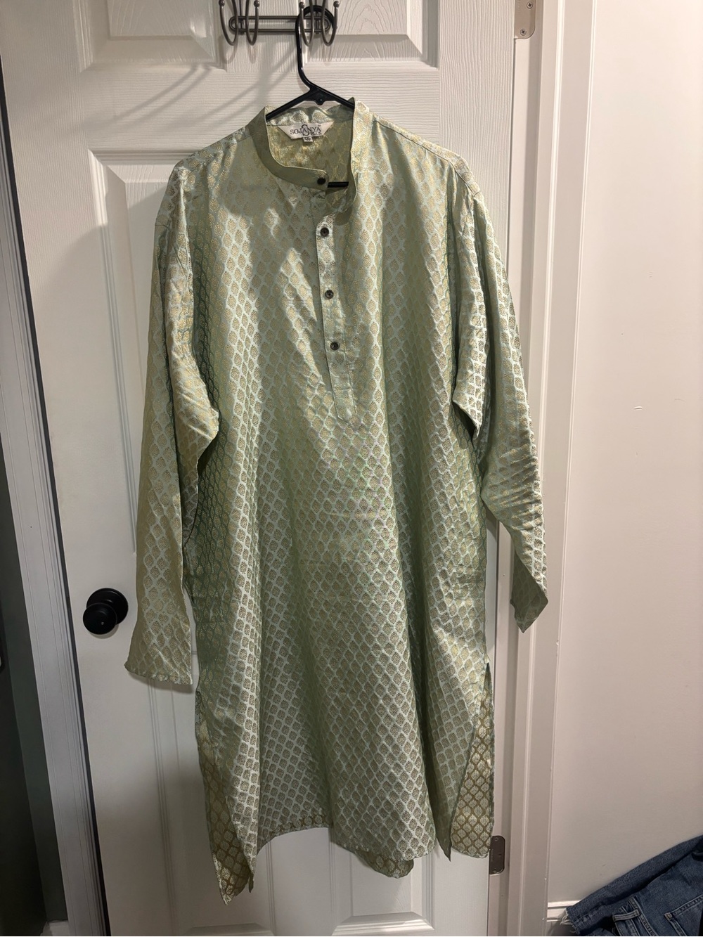 Men's Jacquard Silk Long Kurta